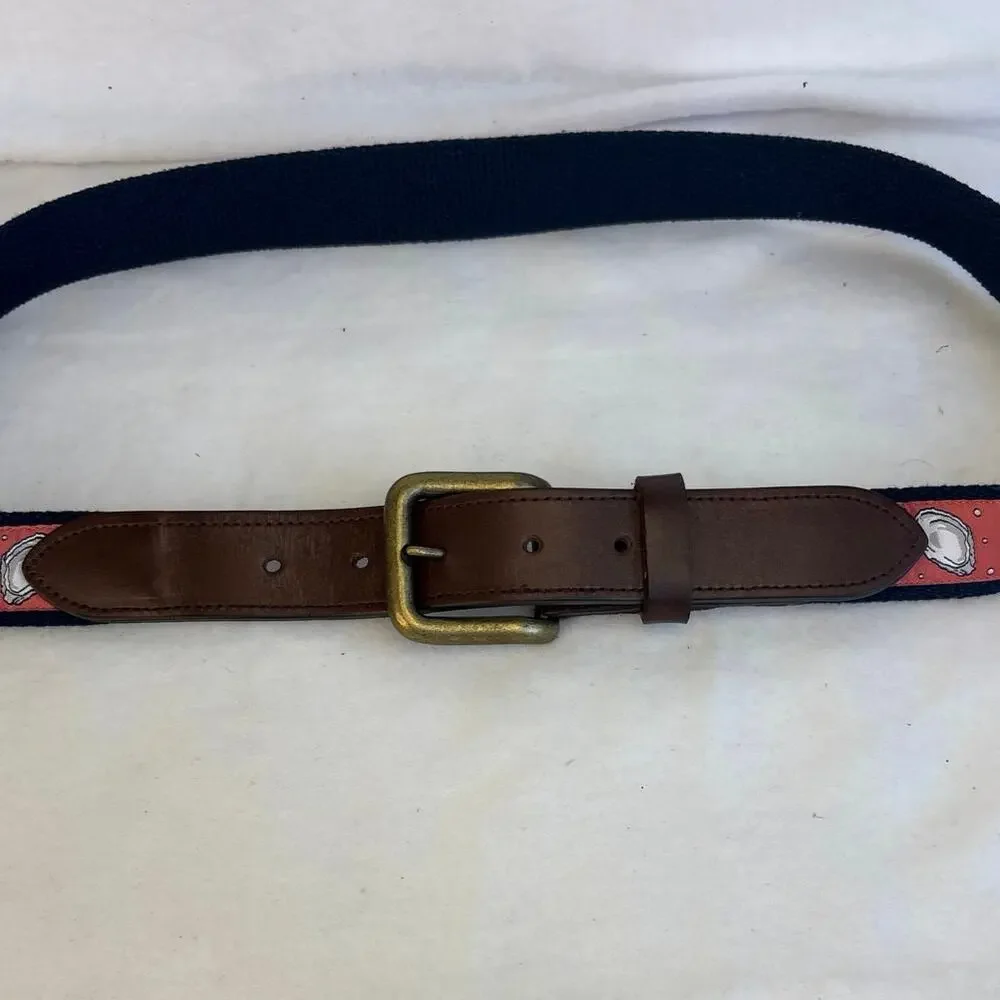 Brown Leather and Red Patterned Men’s Belt